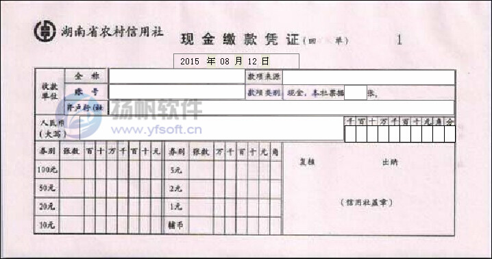 湖南省农村信用社现金缴款凭证 湖南省农村信用社现金缴款凭证