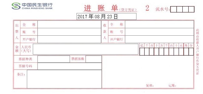 民生银行进账单